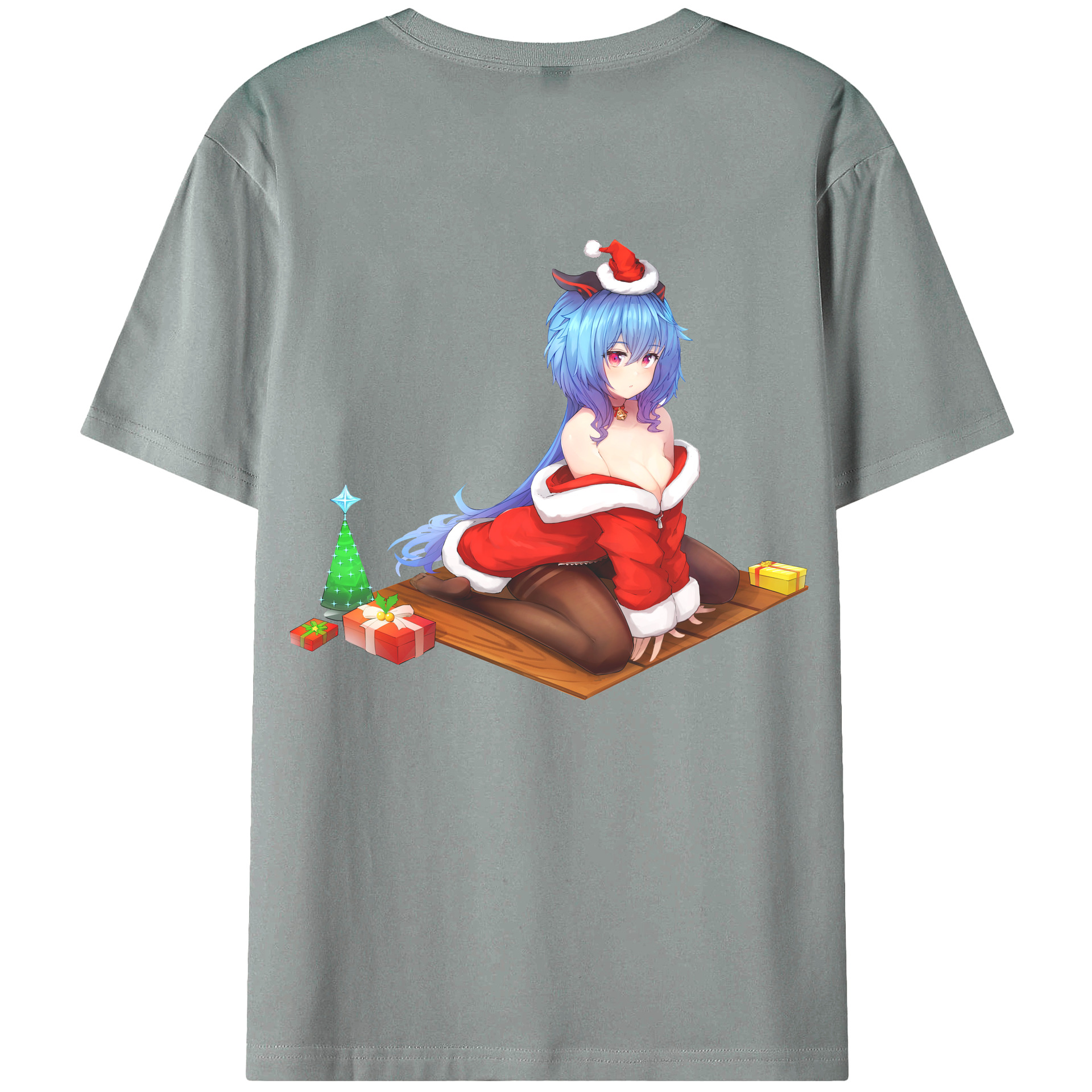 げんし神 甘雨 かんう genshin Ganyu 綿100％ メンズ半袖Tシャツ（バックプリント） 通気性